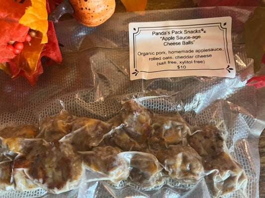 Apple Sauce-age Cheese Balls - Savory & Sweet Pork + Cheddar Dog Treats
