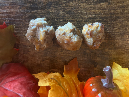 Apple Sauce-age Cheese Balls - Savory & Sweet Pork + Cheddar Dog Treats